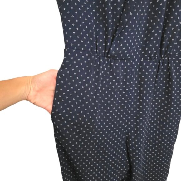 J Crew Dark Blue Pin Dot Jumpsuit Size 0 NEW - Picture 6 of 14